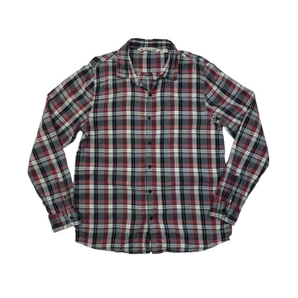 Travis Mathew Shirt Mens L Large Black Red Plaid Cotton Long Sleeve Flannel - Picture 1 of 9